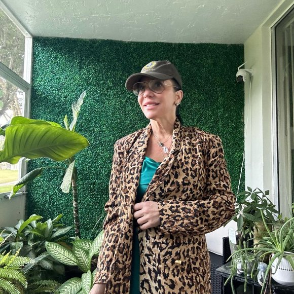 Bloomingdales Silk Black Leopard Sequins Animal Print Blazer Jacket - Picture 6 of 7